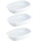 Pack de 3 bandejas de plástico Redondeadas para descongelar,de Color Blanco y Rejilla y 32 x 21,5 x 6 cm. Recipiente para descongelación de Alimentos con Rejilla.Fuente Blanca para labores Cocina