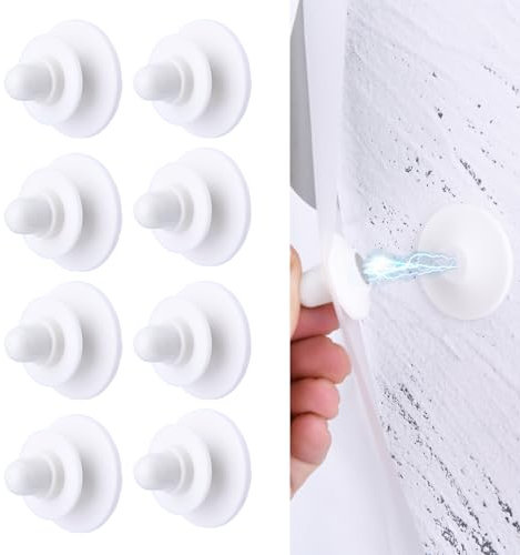 LEKUSHA Magnetische Duschvorhang-Clips, selbstklebende Spritzschutz-Clips, halten den Vorhang geschlossen an der Wand, verhindern das Aufbauen von Wasser, weiß, 8 Stück