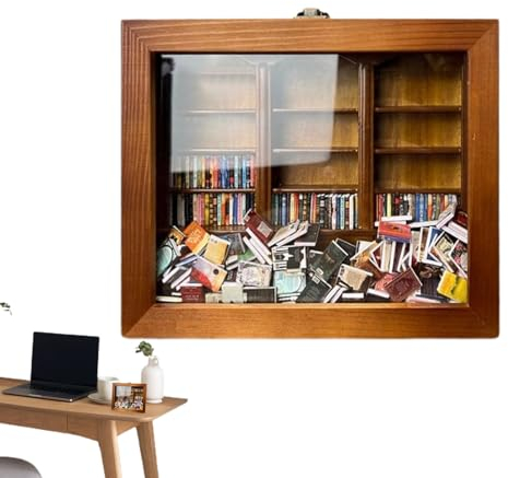 Angst-Bücherregal, Stressabbau-Holzbibliothek, Handgefertigte Miniatur-Buchboxen aus Holz, Desktop-Dekor, Holz-Bücherregal für Weihnachtsdekoration, Dekor zum Entspannen für Jungen, Mädchen, Kinder