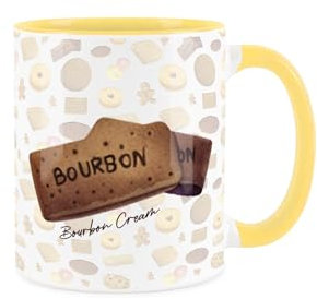 Purely Home Chocolate Bourbon Ceramic Mug - Novelty British Biscuits/Cookie Print - Tea Coffee Gift/Present Mug