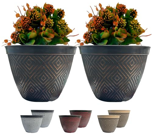 SG Traders Plant Pot Set - Stylish Planters for Outdoor Gardening - Versatile Garden Planters for Home, Large Plant Pots Ideal for Houseplants, Premium Pots and Planter for Garden Décor (Pack of 2)