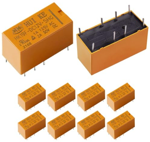 10pcs DPDT Relais DC 12V Spule 8 Pin 2NO 2NC Mini PCB Leistungsrelais HK19F-12V