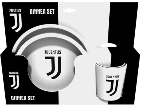 Geschenkset 3-teilig Suppenteller + Teller + Tasse in Geschenkbox BPA-frei für Jungen Offizielles Produkt von Juventus (Geschenkverpackung)