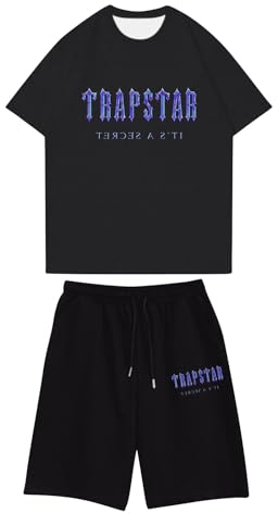 Traningsanzuganzug Kinder Trapstar Kurze Hose Trapstar T-Shirt Trapstar Shirt Trapstar London Jogginganzug Jungen Trapstar T-Shirt Trapstar Shorts Trapstar Tracksuit Bauchtasche Schwarz
