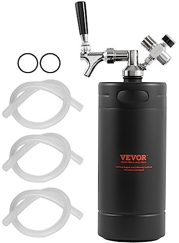 VEVOR Tireuse à Bière Portable 4 L Mini Growler Pression Réglable 0~30 PSI Mini Fût à Pression en Acier Inoxydable pour Garder la Fraîcheur et la Carbonatation de la Bière Pression Camping Pique-Nique