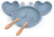 Assiette Crabe et couverts personnalisés avec un prénom pour bébés (Bleu gris)