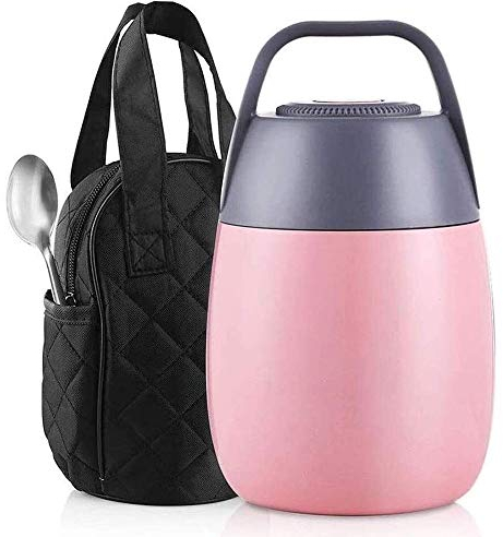Boîte à déjeuner Thermos à déjeuner portable en acier inoxydable, récipient à déjeuner thermique sous vide avec sac isotherme, pot alimentaire anti-fuite, thermos sous vide pour pr