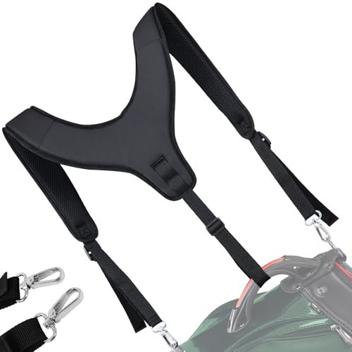 LZFAN Golftaschengurte, Universal-Ersatz-Schulterriemen, PU-Leder-Golftaschen-Tragegurt (doppelte Schultergurte (2 Haken, 1 Schnalle))