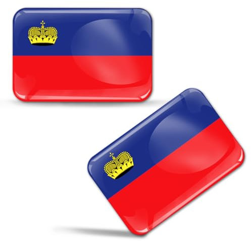 Biomar Labs 2 x Aufkleber 3D Gel Silikon Stickers Flagge Liechtenstein Fahne Auto Motorrad Fahrrad Fenster Tür PC Handy Tablet Laptop F 178
