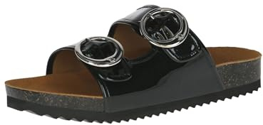 CAPRICE Damen Pantoletten aus Leder Bequem, Schwarz (Black Patent), 41 EU