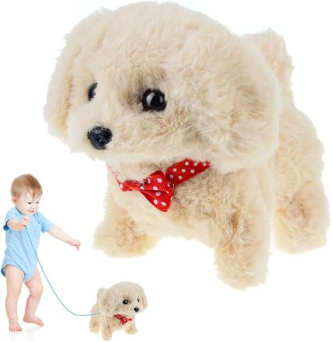 ZBATHTOY Hund mit Leine der Läuft und Bellt Elektrischer Hund Spielzeug Hund der Läuft und Bellt für Kinder Age 1 2 3 4 5 6 Laufender Hund Spielzeug für Kinder