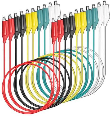 Cleqee 10PCS Alligator Clips Electrical Test Leads Dual Ended Crocodile Clips Jumper Wires for Circuit Connection Electrical Testing 5 Colours