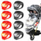 Sporgo 8 Stück LED Kinderwagen Licht: Wasserdichte Kinderwagenlicht LED Silikonleuchten Silikon Buggylicht, Mehrzweck LED Kinderwagen Licht für Alle Kinderwagen Beleuchtung (Rot + Schwarz B)