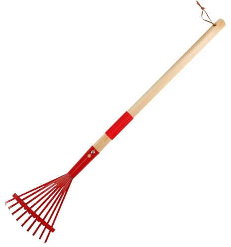 Mini Herramientas de jardín, rastrillo para niños, rastrillos de césped para Hojas, 27 rastrillo de Madera Desmontable para niños Herramientas de jardinería de tamaño Infantil para Patio, césped y ja