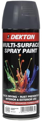 Dekton Quick-Dry Aerosol Spray Paint, Interior And Exterior Usage – Graphite Grey for Metal, Wood, and Plastic |Rust Prevention|Ideal for Fixtures Furniture's Components Projects