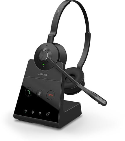 Jabra Engage 65 SE Stereo Wireless Headset Professional calls, DECT Security, 13 Hour Battery, 50m range, all-day comfort with base, power supply, USB-C cable, Online Meeting App Compatibility,EU plug