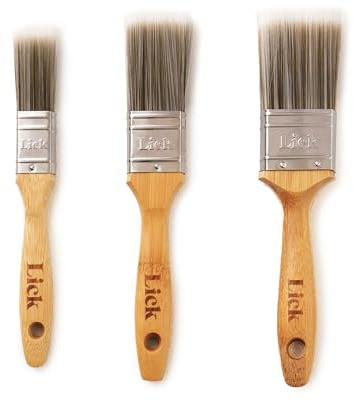 Lick Bamboo 3 Pack Flat Brushes – Flat Paintbrushes, Sustainable, Bamboo, Paint Brush Set, Small & Large Brushes for DIY, Walls, Ceilings, Paint Brush Set for Decorating
