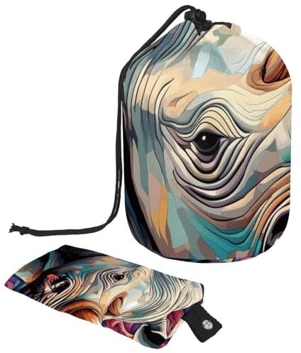 Bolsas de cosméticos de viaje, bolsa de maquillaje, color rinoceronte, pintura al óleo, 58 estuches plegables portátiles, multifuncionales, organizador redondo, Color Rhino - Pintura al óleo,