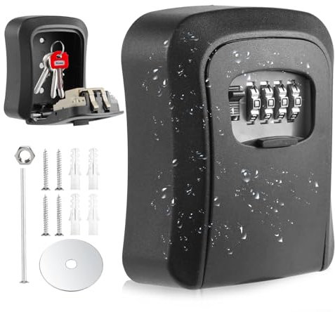 AOAOJIAO Cassetta Chiavi Con Codice Impermeabile, Cassetta di Sicurezza per Chiavi, Cassetta porta Chiavi da Muro per Casa, Garage, Casa in Affitto Ecc (Alloy L)