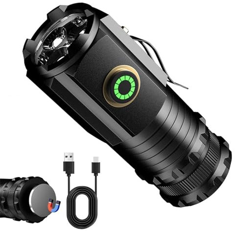 Magnolight,Magnolight Flashlight, Magnetische Mini Taschenlampe, wiederaufladbare Mini-Taschenlampe mit Magnet, LED Taschenlampe Extrem Hell, Wasserdichte Taschenlampe für Wandern Camping Outdoor (A)