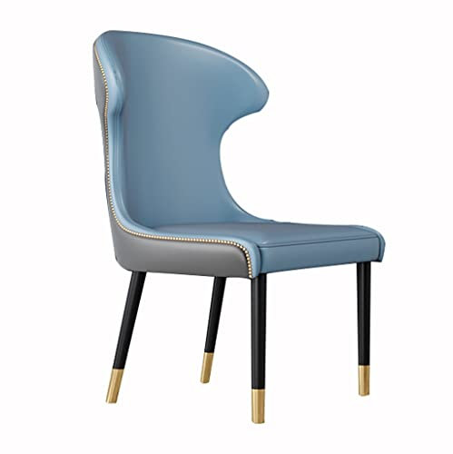 Moderner Esszimmerstühle aus Nappaleder mit stabilen Metallbeinen für Küche, Wohnzimmer, Balkon und Schminktisch, Blau / Grau