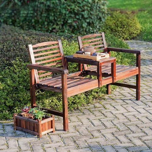 Küchenbank, Holzbank Outdoor, Set mit Tisch und Stühlen aus Holz for Den Außenbereich, Sitzgelegenheit mit Rückenlehne for Terrasse, Balkon und Innenbereich