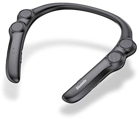 Twinyarh Neckband Bluetooth Speaker, Wearable Wireless Speaker with Mic,78g Lightweight, 15 Hrs Playtime, Portable Speakers for Home, Office and Outdoors (Black)
