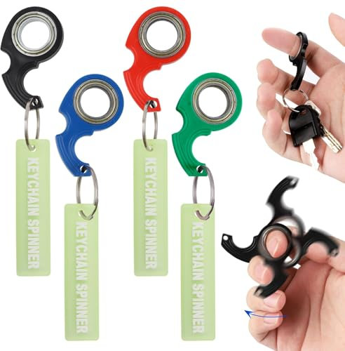 Fonyiunce 4 Stück Schlüsselanhänger Spinner, Spinner Fidget Ring Spielzeug, Schlüssel Spinner, Sensorisches Spielzeug, Fidget Spinner Schlüsselanhänger, für Kinder und Erwachsene