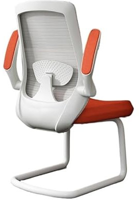 ZZlei2yu-12 PC Stuhl Chefsessel, Empfangsstuhl mit Netzrücken, verstellbaren Armlehnen und Metallschlittenbasis Gaming Chair(Orange)