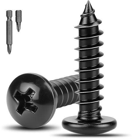 XRXYMQ 30 Pièces Vis Noir M3 x 8 mm Vis a Bois Champignon Tete Ronde Cruciformes Noire pour Meubles Métal