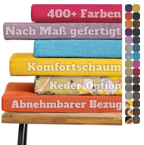 frides Benutzerdefinierte Bankkissen, Bankauflage Nach Maß Waschbar Abnehmbar, rutschfest Sitzkissen Bank für Innen und Außenbank, Gartenbank, Terrasse, Fensterbank, Möbelkissen (15CM)