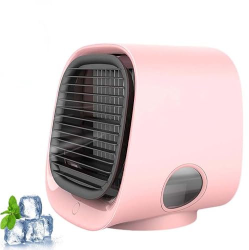 Airabreeze Portable Air Conditioner,Vital Breeze Ac,Climatiseur Portable, Climatiseur Mobile Silencieux,300 ML Mini Rafraichisseur d'air avec 3 Vitesses & Veilleuse colorée pour Maison/Bureau (Rose)