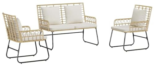 vidaXL Outdoor Garden Bench - Comfortable Patio Seating, Modern Rattan Lounge Set