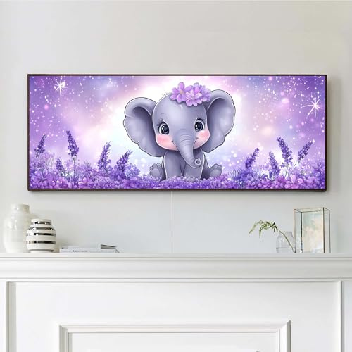 VAIIEYO 5D DIY Elefant Diamond Painting Groß, Tier Diamant Painting Groß xxl Bilder Malerei Kits, Malen Nach Zahlen Diamant Home Wand Decor Gemälde Kreuzstich Diamond Dekoration 30x80cm