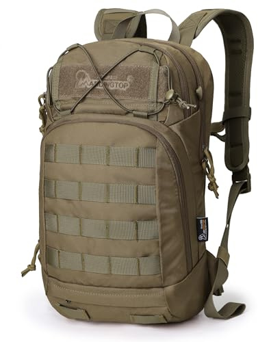 Mardingtop 15L Fahrradrucksack Herren Militär Rucksack Klein mit Helmnetz | MTB Rucksack mit Hydration System und MOLLE-System,Atmungsaktives Mesh-Rückenpanel,für Radtouren Wandern Laufen Ski