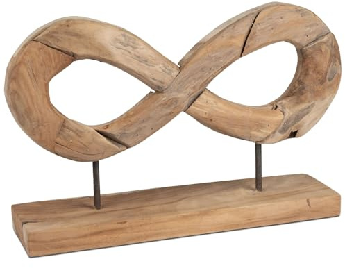 formano Unendlichkeit Deko Objekt Teakholz Massives Holz-Design auf Sockel 50 cm Zeitlose Skulptur für Wohnzimmer, Regal & Sideboard, natürlich & modern