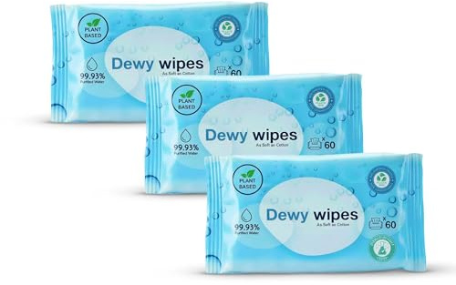 Wet Baby Wipes (180 Count, 3×60) 99.93% Purified Water | Ultra Sensitive & Unscented Wet Wipes for Baby | Safe for Newborn Babies Onwards | Plant-Based & Biodegradable Baby Wipes Multipack