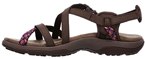 Skechers Damen Reggae Slim Vacay Slingback Sandalen, Chocolate Duraleather Webbing, 41 EU