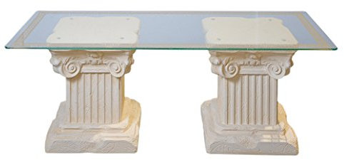 Antikes Wohndesign Couchtisch Wohnzimmertisch Glastisch Säulentisch