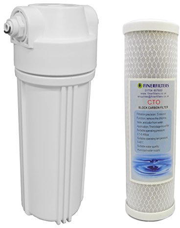 10 Standard White Filter Housing with ½” Female ports (Fittings incl for ¼” PF) and Carbon Block filter