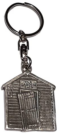 DH Pewter Old Garden Shed Keyring in Gift Pouch