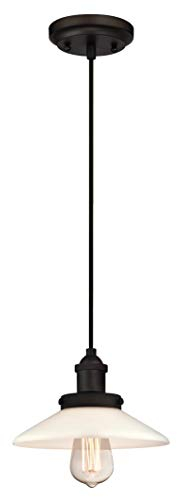 Westinghouse Lighting Einflammige Pendelleuchte, Ausführung geölte Bronze mit weißem Opalglas, Glas, 1 W, 23 x 23 x 145 cm 6349440