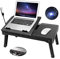 Moclever Support Multifonction pour Ordinateur Portable avec Ventilateur de Refroidissement Interne et 2 Supports indépendants pour Ordinateur Portable - Pliable et 3 hauteurs différentes - Lampe LED