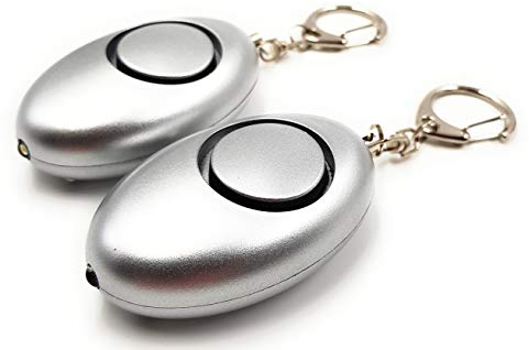 ocona 2er Pack Taschenalarm, Selbstverteidigung, Sirene 140dB, LED-Lampe (Silber)