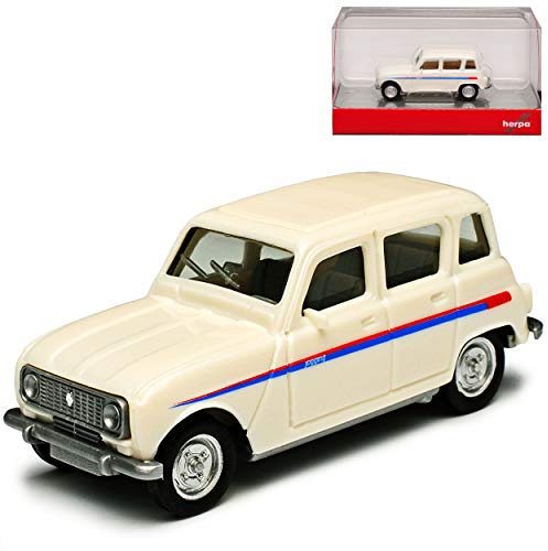 Renautl R4 Jogging Streifen 5 Türer Weiss 1961-1992 H0 1/87 Herpa Modell Auto