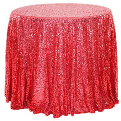 Herbests Glitzer Pailletten Tischdecke,Tischdecke Abwaschbar Rund 120cm,Tischläufer Stoff Tischtuch Tischwäsche Tafeltuch für Geburtstag, Hochzeit, Party, Halloween, Weihnachten,Rot