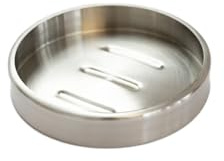 Bagnoxx Seifenschale 11cm Durchmesser 2cm Höhe Silber Edelstahl | Seifenhalter, Seifenablage, Seifenabtropfschale, Badezimmer-Organizer, für Waschbecken