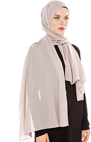 Ayisah Kopftuch Damen Hijab - Chiffon Hijab Kopftuch Für Damen - Moderne Muslimisch Chiffon Hidzab Tuch Schal Kopftucher - Grau