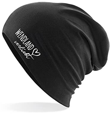 HUURAA Beanie Wendland verliebt Unisex Mütze Black mit Namen deiner lieblings Region Geschenk Idee für Freunde und Familie