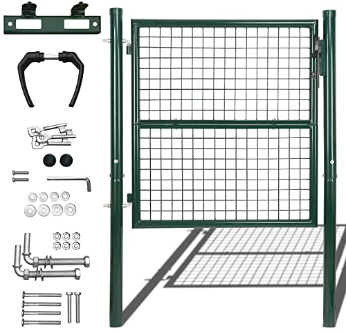 Randaco Gartentor aus verzinktem Stahl, 150x100cm Grün Zauntür Hoftor Gartenpforte inkl. Schloss, Türklinke, und 3 Schlüsseln, Gartentor Zauntür Metall Hoftür Gartenpforte Gartenzaun